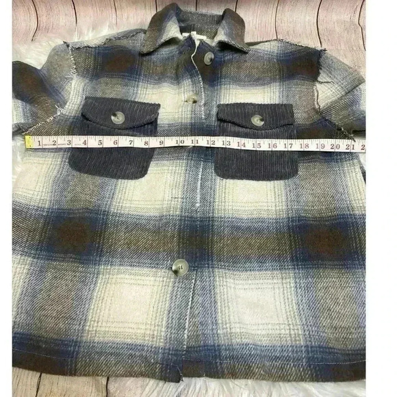 Bohme Plaid Flannel Corduroy Shacket Jacket Distressed Soft Size S - Picture 6 of 7